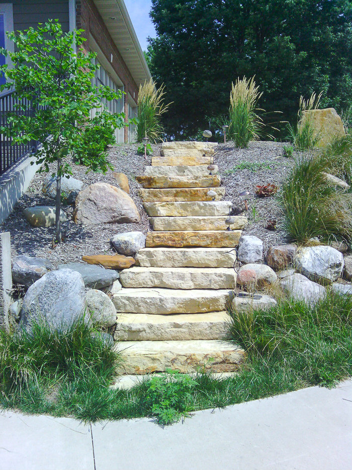 Forever Green Coralville Iowa Retaining Walls stairs limestones natural