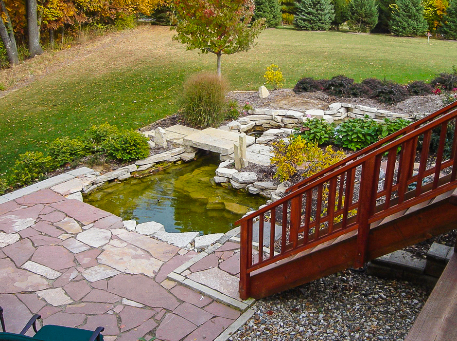 Forever Green Coralville Iowa Water Features bridge pond patio
