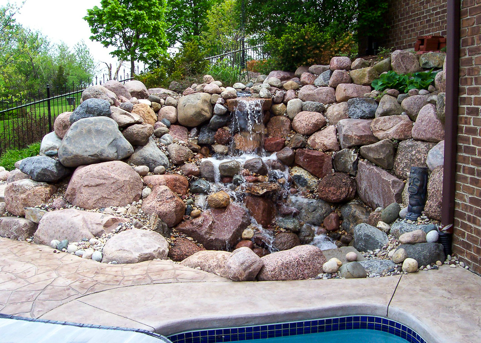 Forever Green Coralville Iowa Water Features landscaping Iowa City waterfall natural