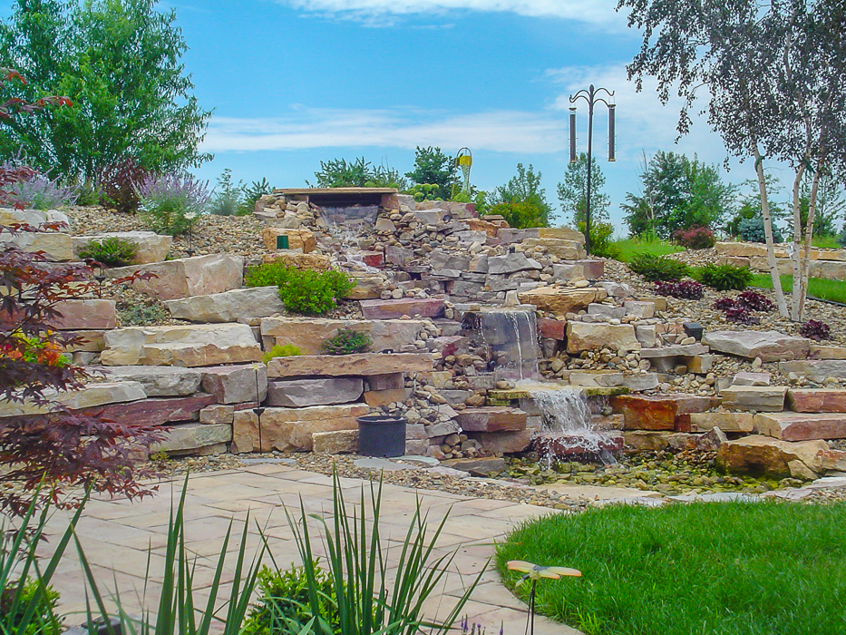 Forever Green Coralville Iowa Water Features pondless waterfall patio