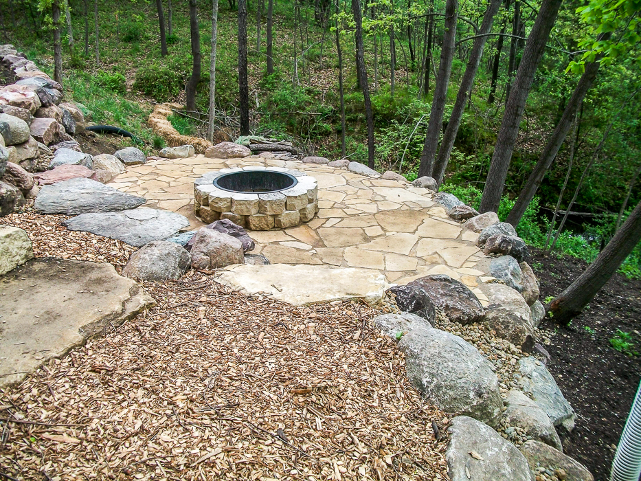 Forever Green Grows Coralville Iowa Fire Pits rock forest
