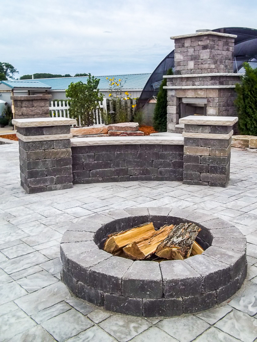 Forever Green Grows Coralville Iowa Fire Pits stone bench
