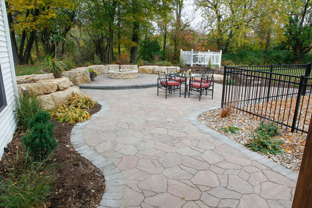 Forever Green Coralville Iowa Fire Pits walkway backyard