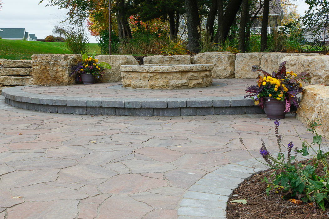 Forever Green Coralville Iowa Patios fire pit landscaping stone