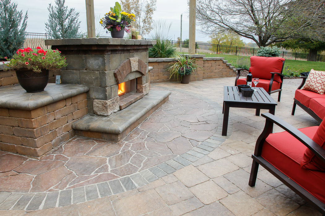 Forever Green Coralville Iowa Patios fireplace outdoor landscaping